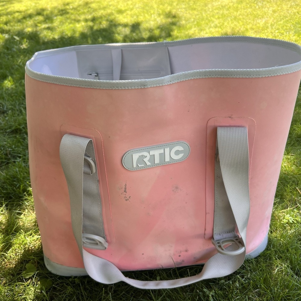 RTIC Pink Carry Tote Bag Beach Boating Large Waterproof Strap Hard Bottom Rugged